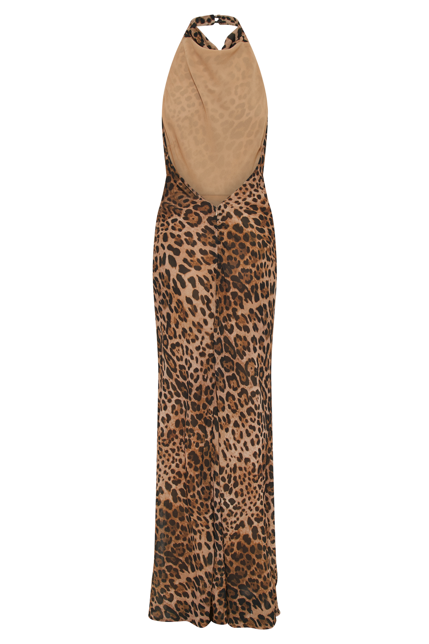 Robe maxi Estella en mousseline de soie à col montant - Imprimé léopard