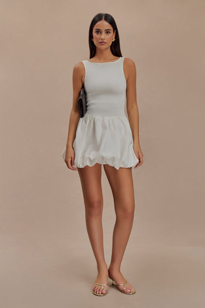 Mini-robe en coton à bulles et volants Felicity - Blanc