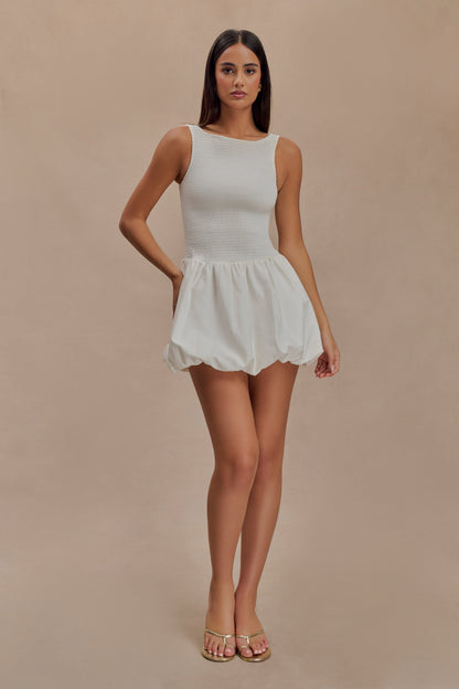 Mini-robe en coton à bulles et volants Felicity - Blanc