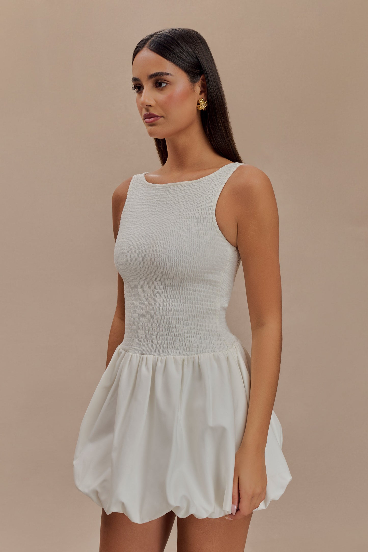 Mini-robe en coton à bulles et volants Felicity - Blanc