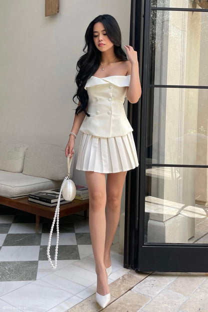 Top de tailleur sans bretelles Krista - Ivoire