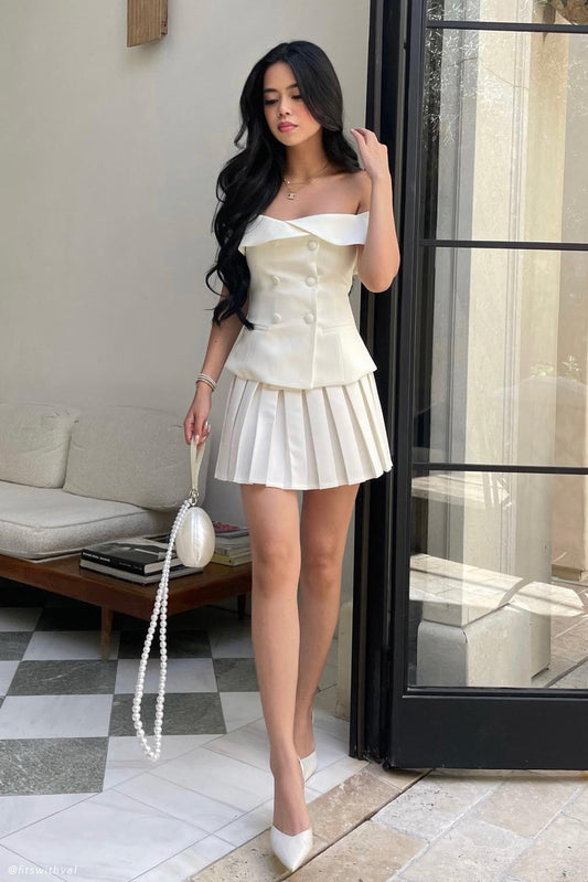 Top de tailleur sans bretelles Krista - Ivoire