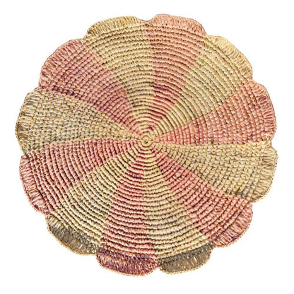 Set de table Pinwheel rose, plateau en raphia