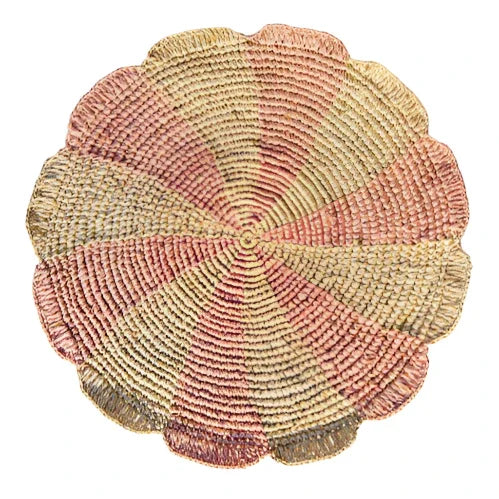 Set de table Pinwheel rose, plateau en raphia