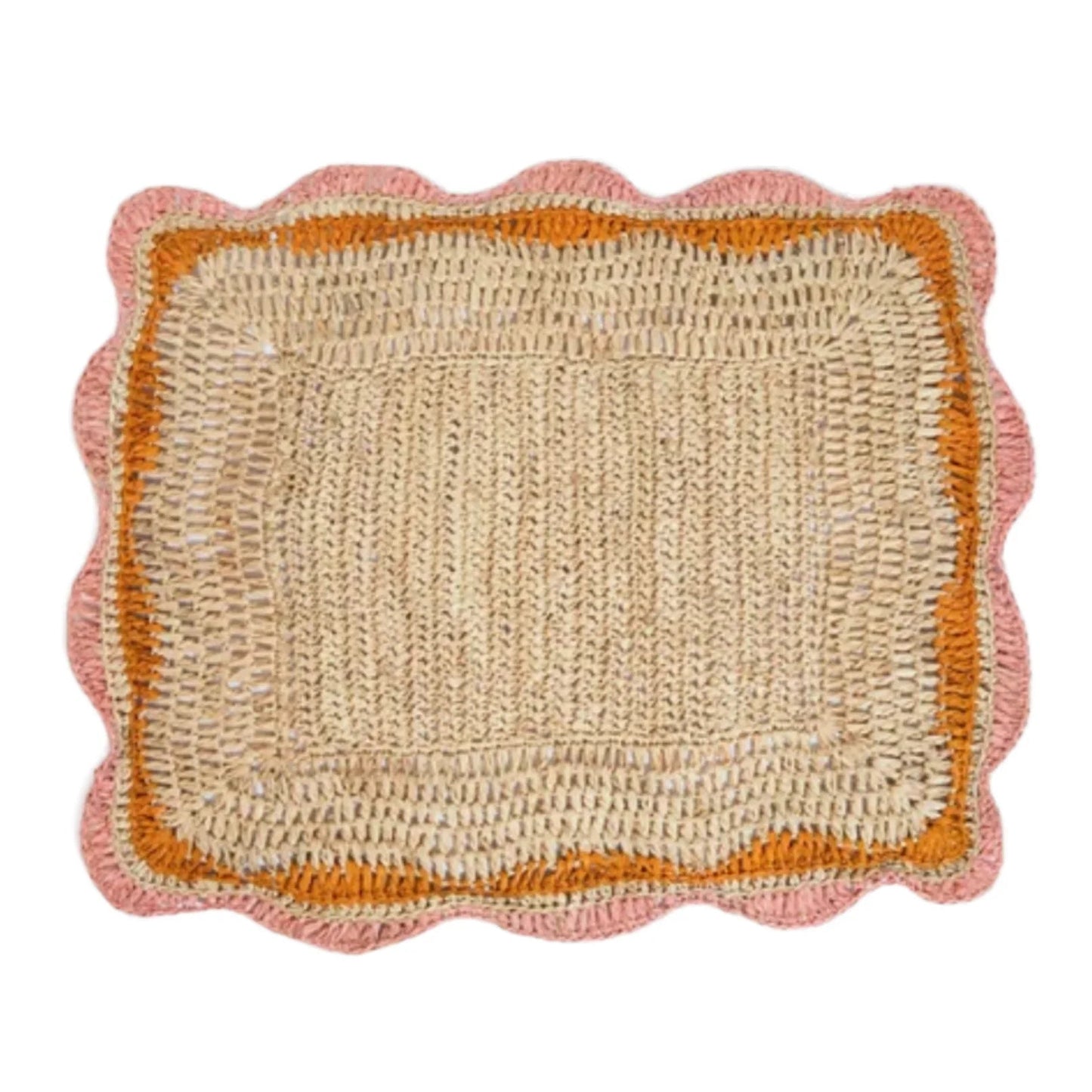 Sets de table Garden Party avec bords roses et orange, set de table rectangulaire tissé à la main