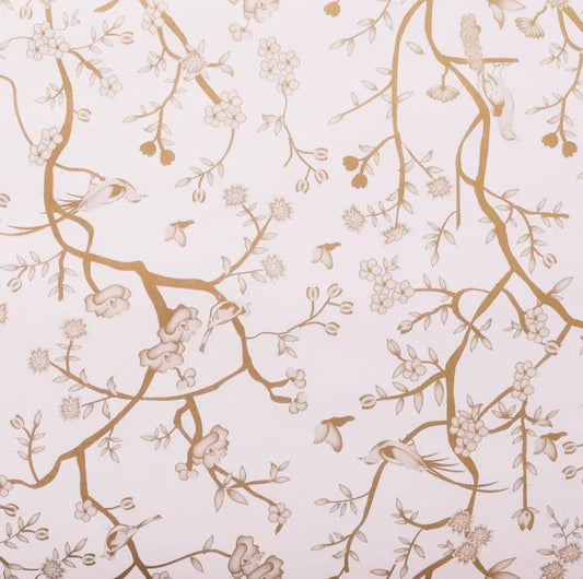 Papier cadeau chinoiserie rose et or