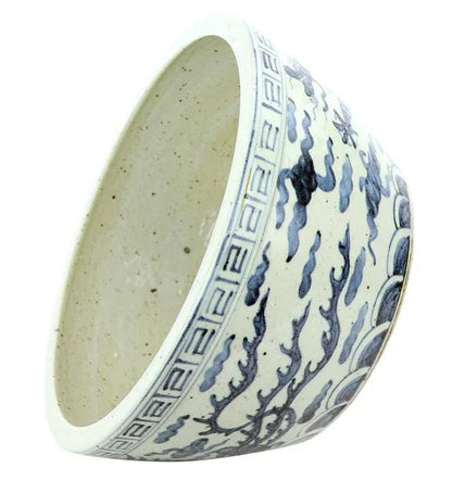 Jardinière Dragon Bowl en bleu et blanc