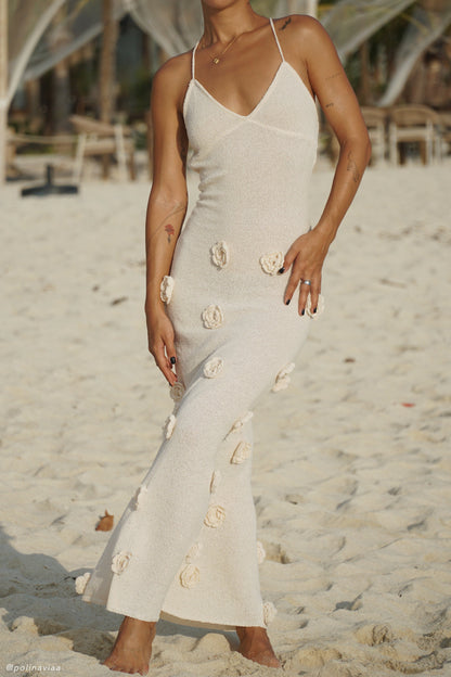 Robe Maxi Tricot Suki à Motifs Floraux - Nude