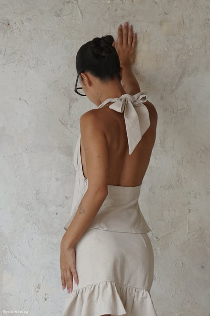 Halter en lin Delfina - Naturel