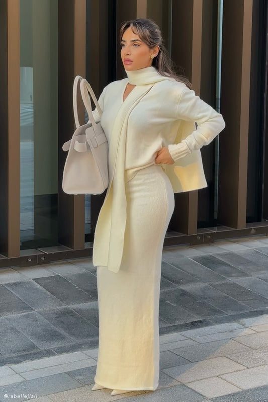Jupe Maxi Tricot Elise - Ivoire Marbré