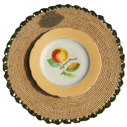 Set de table Aura Green edge, plateau en raphia tissé