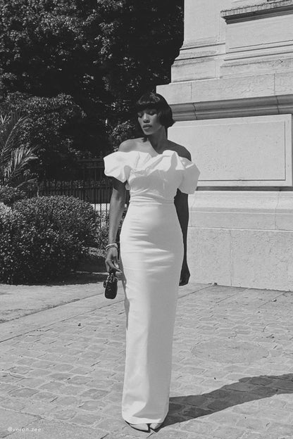 Robe Maxi Sculpturale Sariya - Blanche