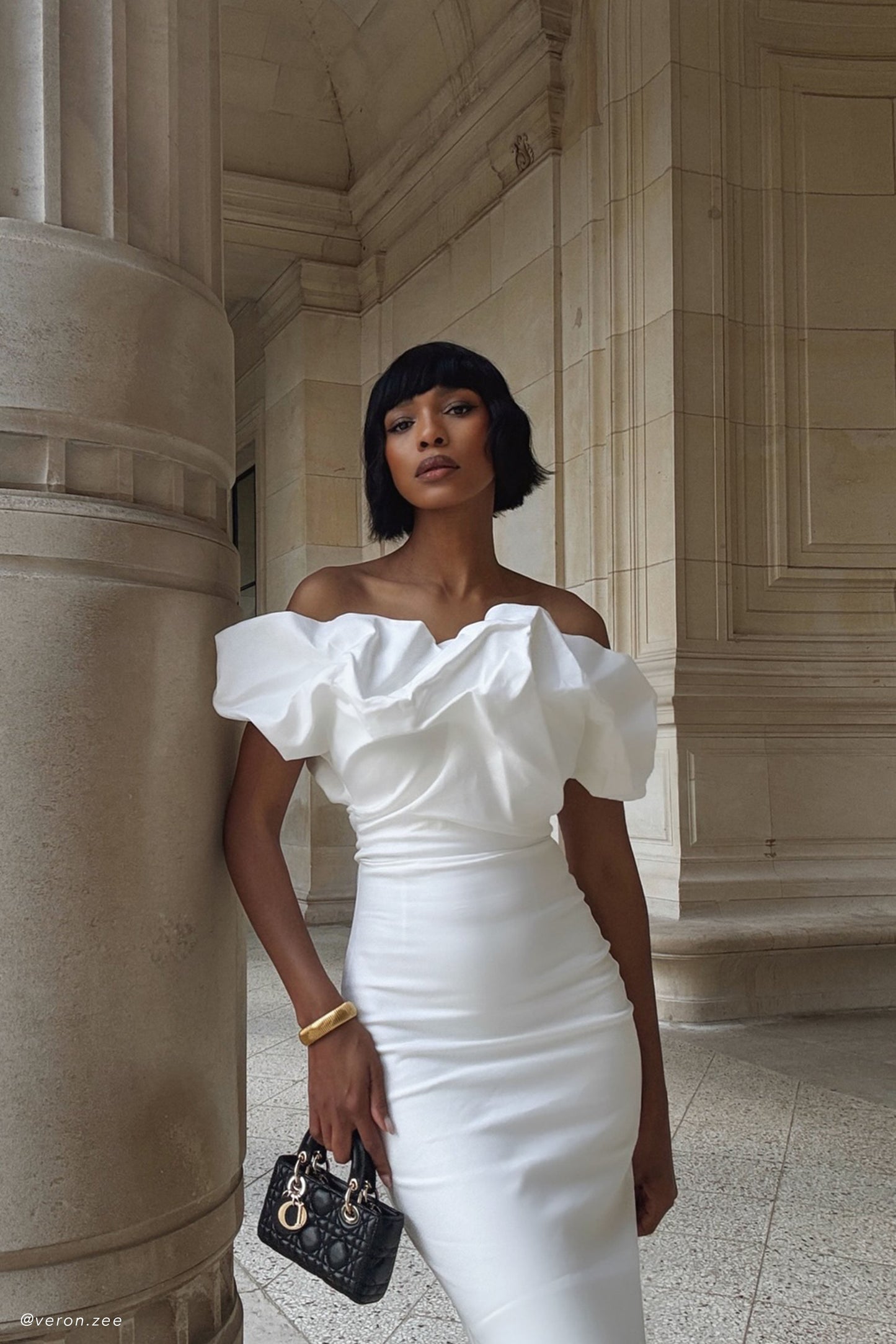 Robe Maxi Sculpturale Sariya - Blanche