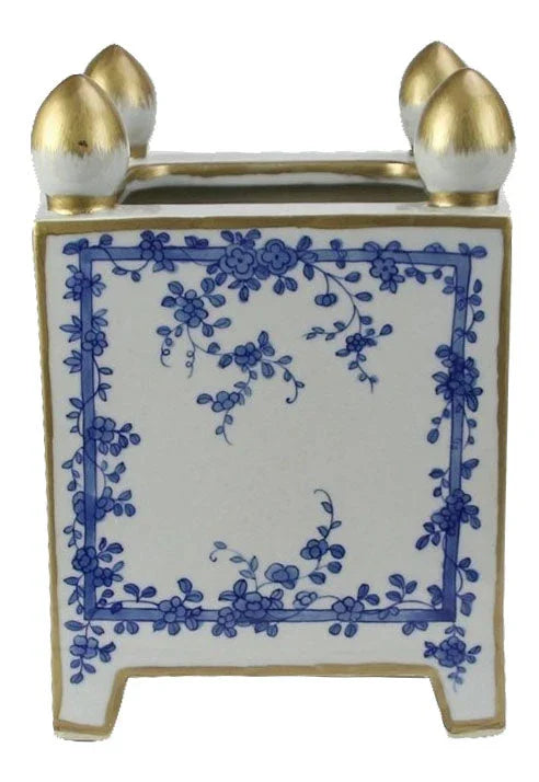 Cache-pot floral avec embouts dorés