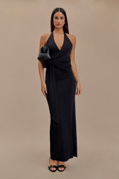 Robe Maxi Halter Étroite et Dégradée Tyla - Noir