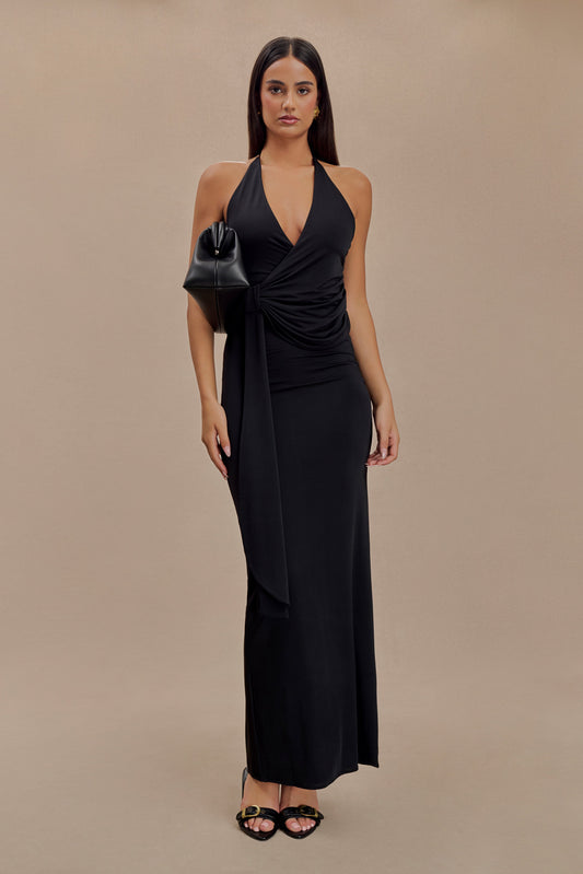 Robe Maxi Halter Étroite et Dégradée Tyla - Noir