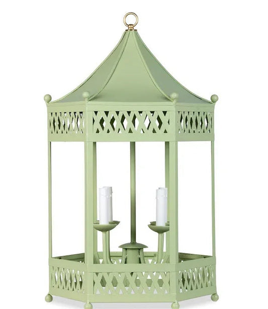 Lustre lanterne pagode vert