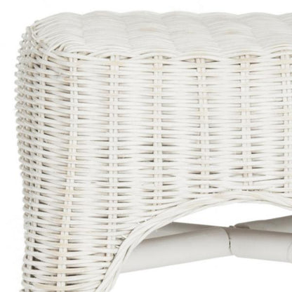 Tabouret de bar en rotin Percy en blanc vieilli
